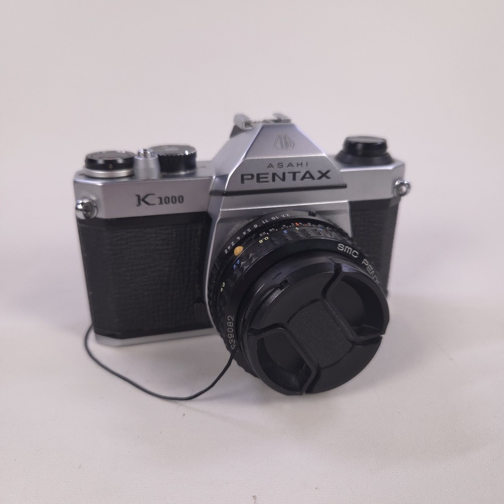 Asahi PENTAX K1000 SLR 35mm Camera SMC PENTAX-A 1:2 50mm Untested As-Is